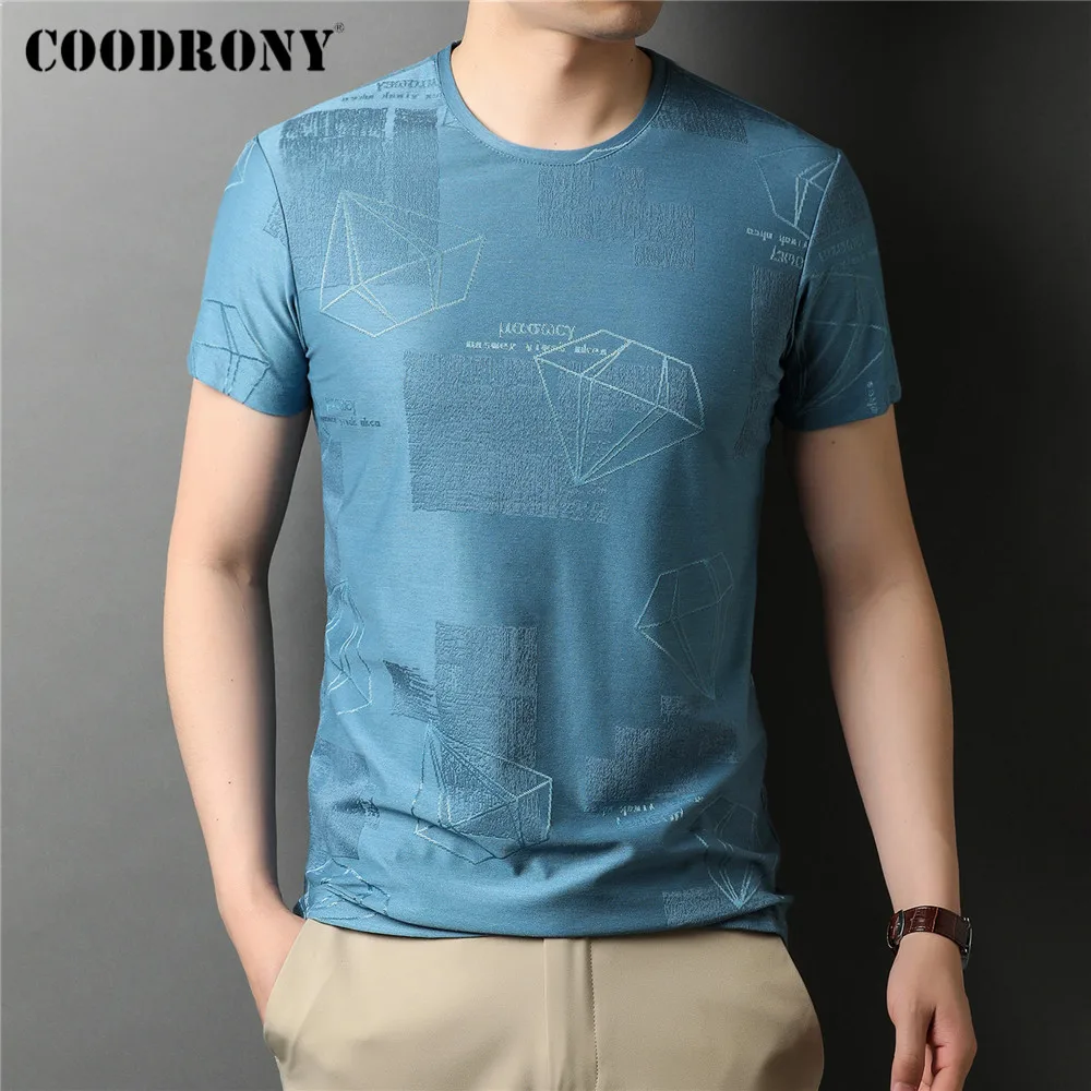 

COODRONY Brand Summer New Arrival Fashion Pattern O-Neck Short Sleeve T Shirt Men Clothing High Quality Soft Cool Tee Top C5214S