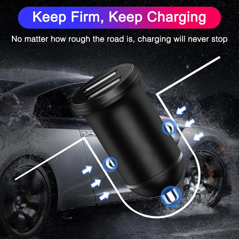 Универсальное компактное автомобильное зарядное устройство с двумя USB разъемами