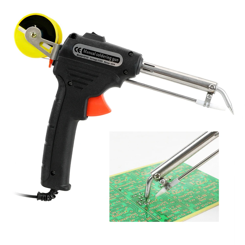 

DIYWORK Handheld 110V/220V 60W Tin Soldering Iron Pump Welding Tool Automatic Send Tin Gun EU/US Plug Electric Soldering Iron