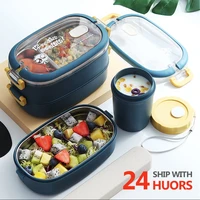 multi layer bento box japanese style portable outdoor 304 stainless steel thermal lunch box for kids with compartment food boxs