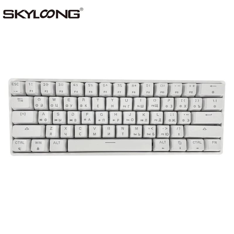 

Механическая игровая клавиатура Skyloong SK61S с русской раскладкой, клавиши RGB PBT, желтый переключатель 60%, мини Bluetooth клавиатура для настольного П...
