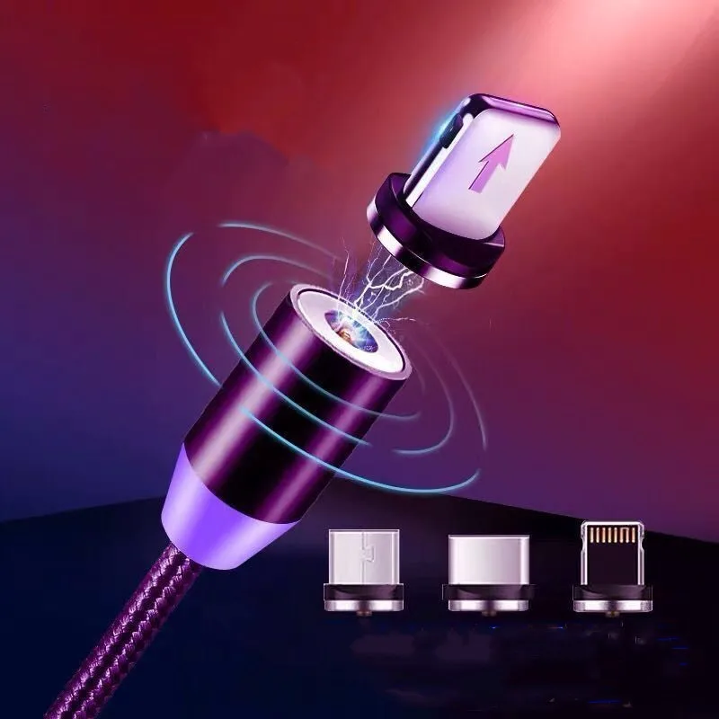 Магнитный USB кабель со светодиодной подсветкой быстрой зарядки типа C зарядный