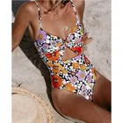 Купальник-монокини Женский, раздельный, с цветочным принтом, пуш-ап
