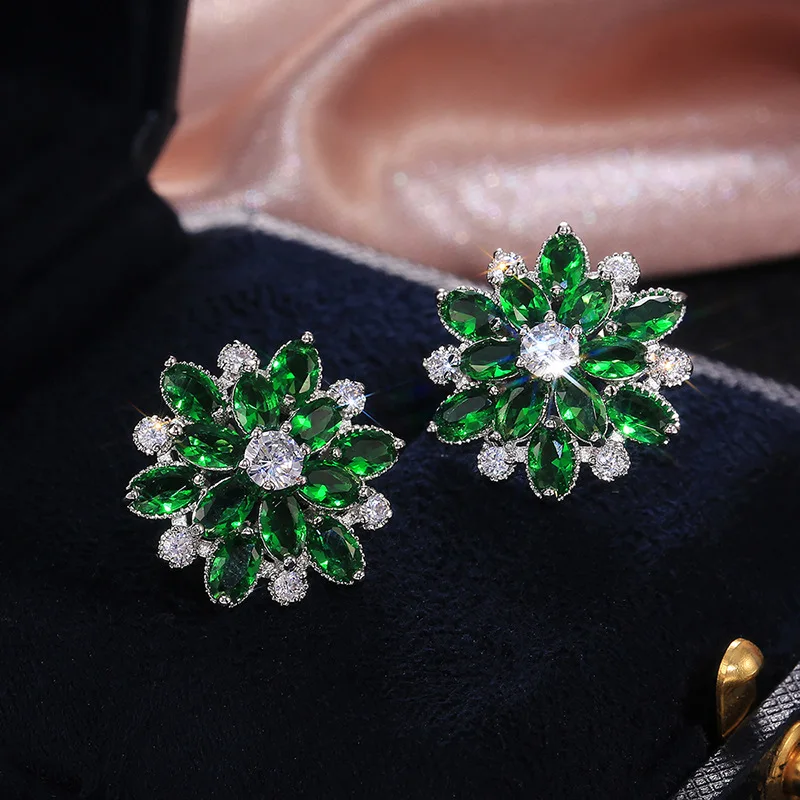 

1 Piece Shinning Luxury Crystal Flower Sunflower Earrings For Women Zircon Stone Earring Fashion Brand Jewelry Wedding Gift