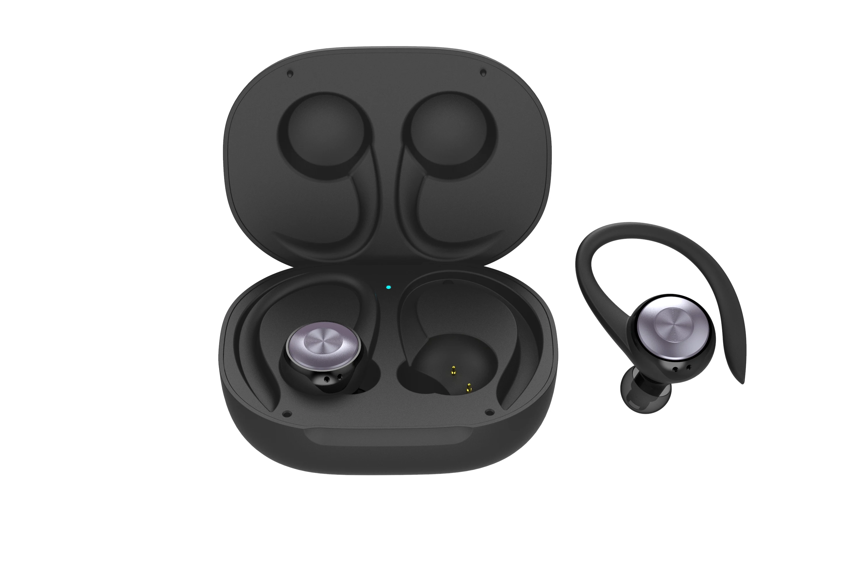 Black Headset CALETOP TWS Bluetooth 5.0 Earphone Sports Wireless Earphones Ear Hook Noise Reduction Headphones Stereo Sound Headset with MIC - Цвет: Black Headset