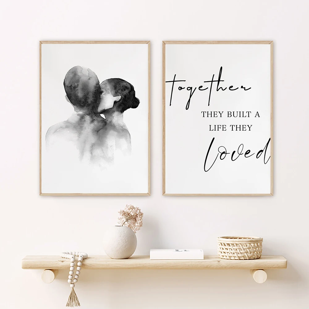 Черно-белая Картина на холсте вместе они строили жизнь которая им нравится