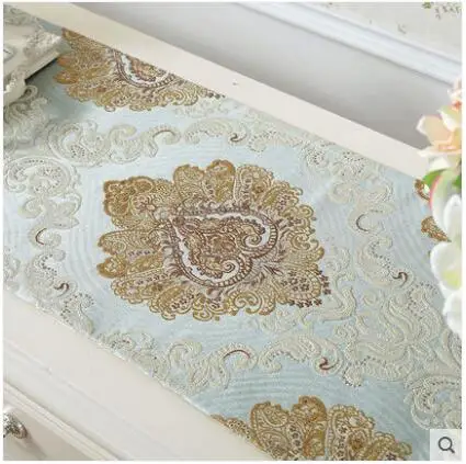 

Europe embroidered table runner table flag table cover Vintage gold velvet coffee table fringed Water-soluble lace 83329