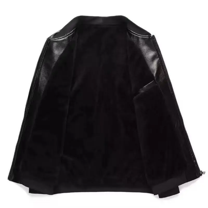 Коричневая ветровка из искусственной кожи мужская куртка с воротником стойкой