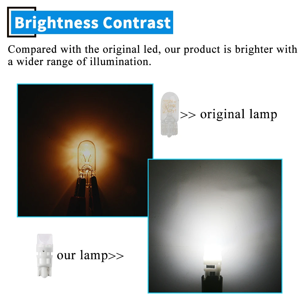 10 шт. W5W T10 2835 3 SMD OSRKF 12 В Светодиодная лампа нейлоновая ПА прожектор белая боковой