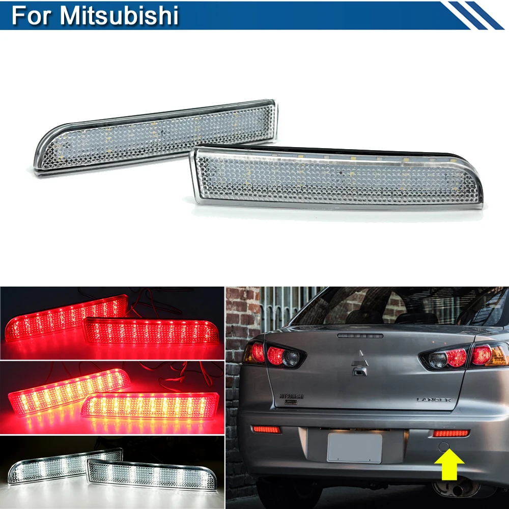 Фото Светодиодный отражатель для заднего бампера Mitsubishi Lancer Evolution X Outlander Sport/RVR/ASX, фсветильник торможения заднего хода №1