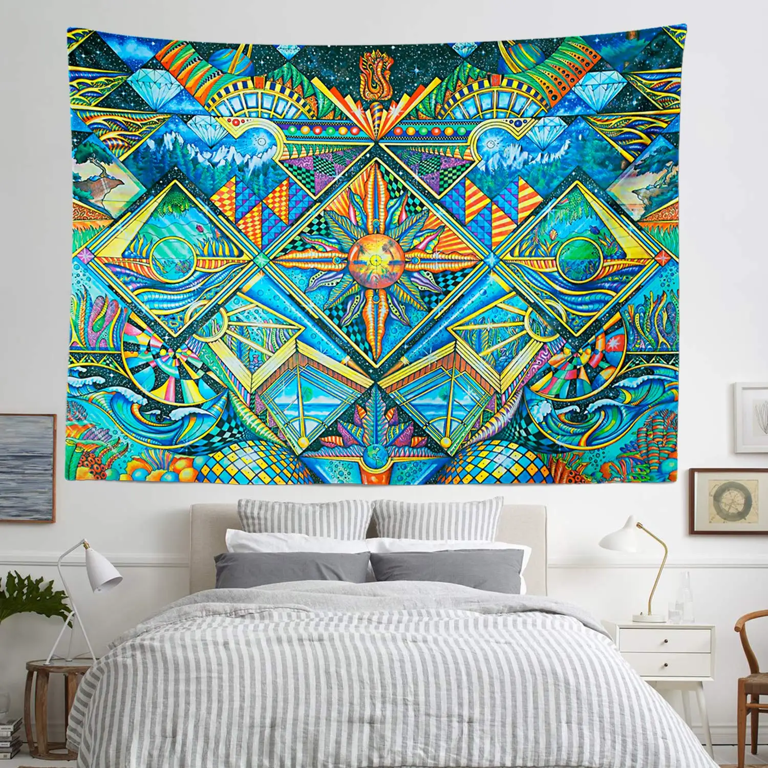 Psychedelic Хиппи гобелен красочный Арабеск Ретро настенный Бохо Триппи