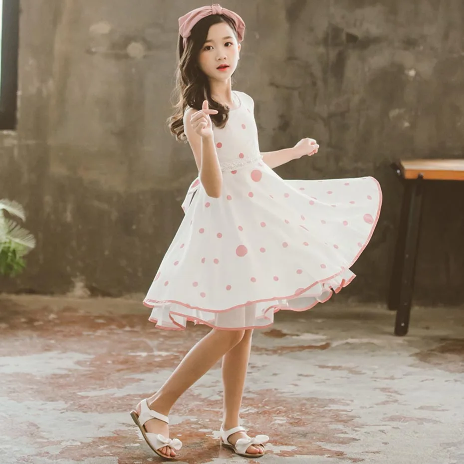 

Dress For Girls Fashion Dot Party Dress Girls Sleeveless Lace Kids Dresses Summer Elegant Kids Tutu Dress For Girls 6 8 10 12 14