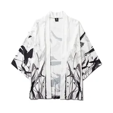 Men Cloak Printing Jacke Top Summer robe women with the same Five Point Sleeves Kimono Comfortable B