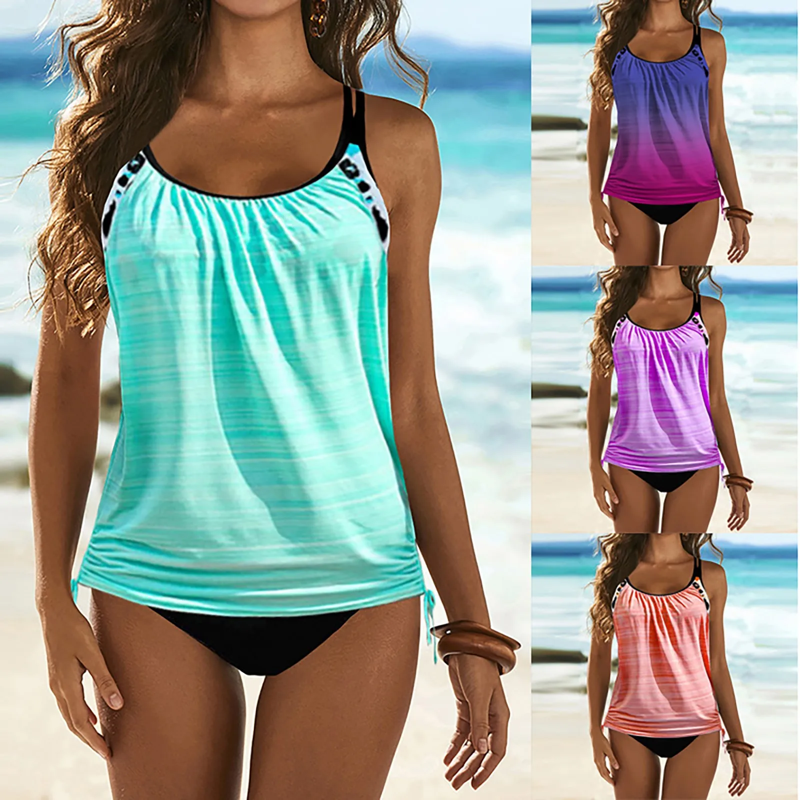 

Fashion Womens Ladies Conservative Cover Belly Sling Bikini 2 Piece Swimsuits Swimwear купальники женские 2021 maillot de bain