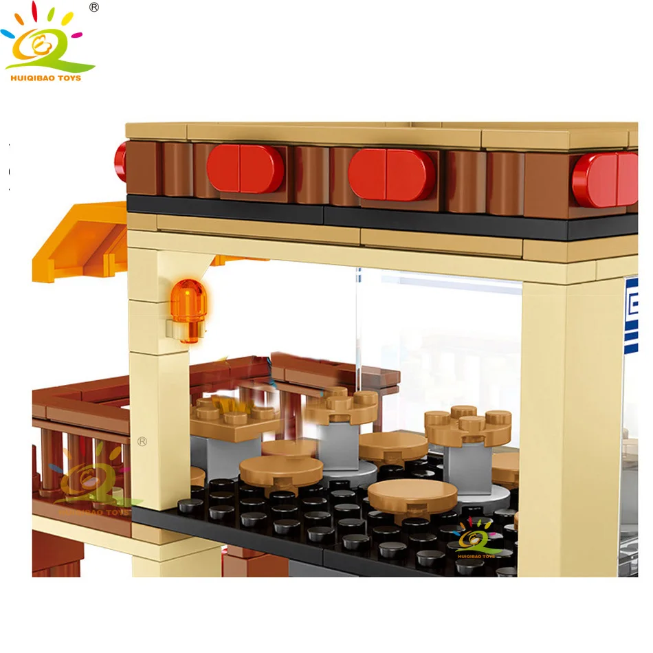HUIQIBAO игрушки 365 шт JP Ramen магазин строительные блоки для детей городской Ресторан