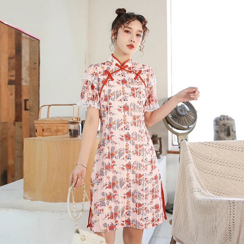 

Cheongsam paragraph young girl vogue female summer modified dress to restore ancient ways Chinese wind restoring ancient ways ch