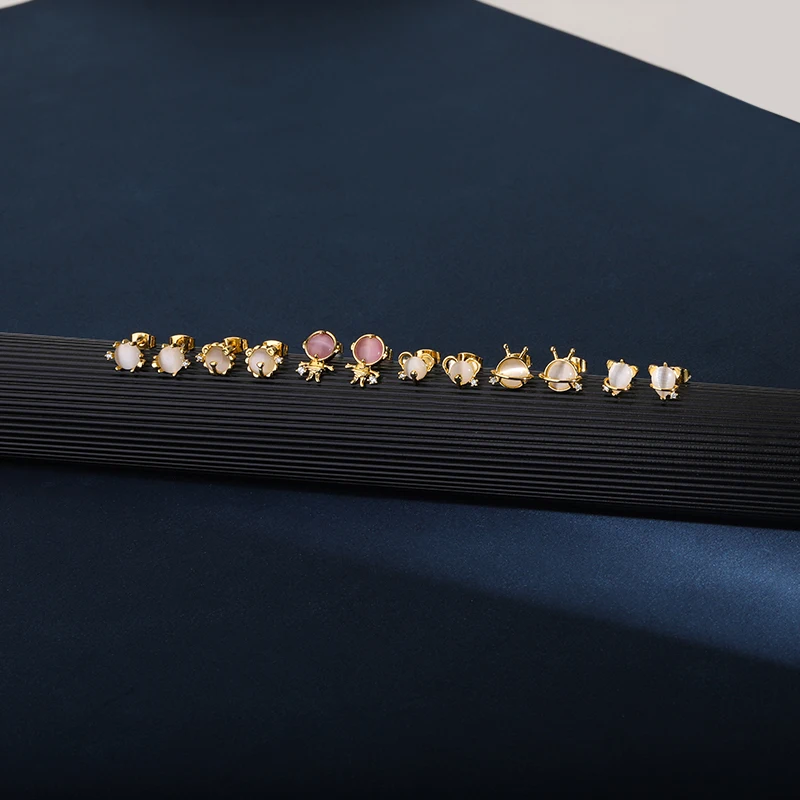 Fashion Stud Earrings Opal Women Classic Korean Cute Little Bear Retro Simple Animals Jewelry Earring Accessories | Украшения и