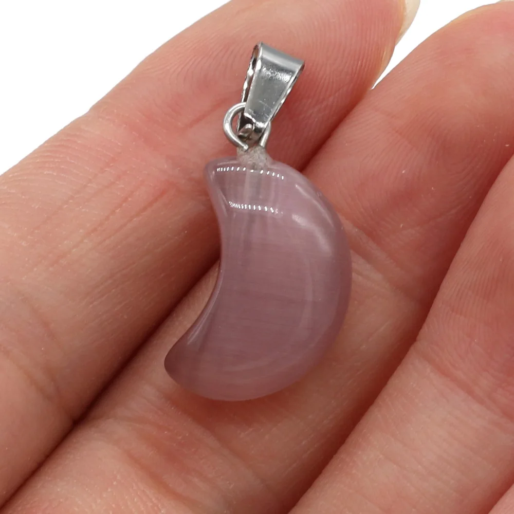 

Natural Stone Pendant Moon Shape Cat's eye Pendant Charm for Women Jewelry Accessories DIY Make Necklace Earrings