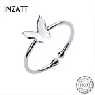 Женское регулируемое кольцо из серебра 925 пробы с бабочкой