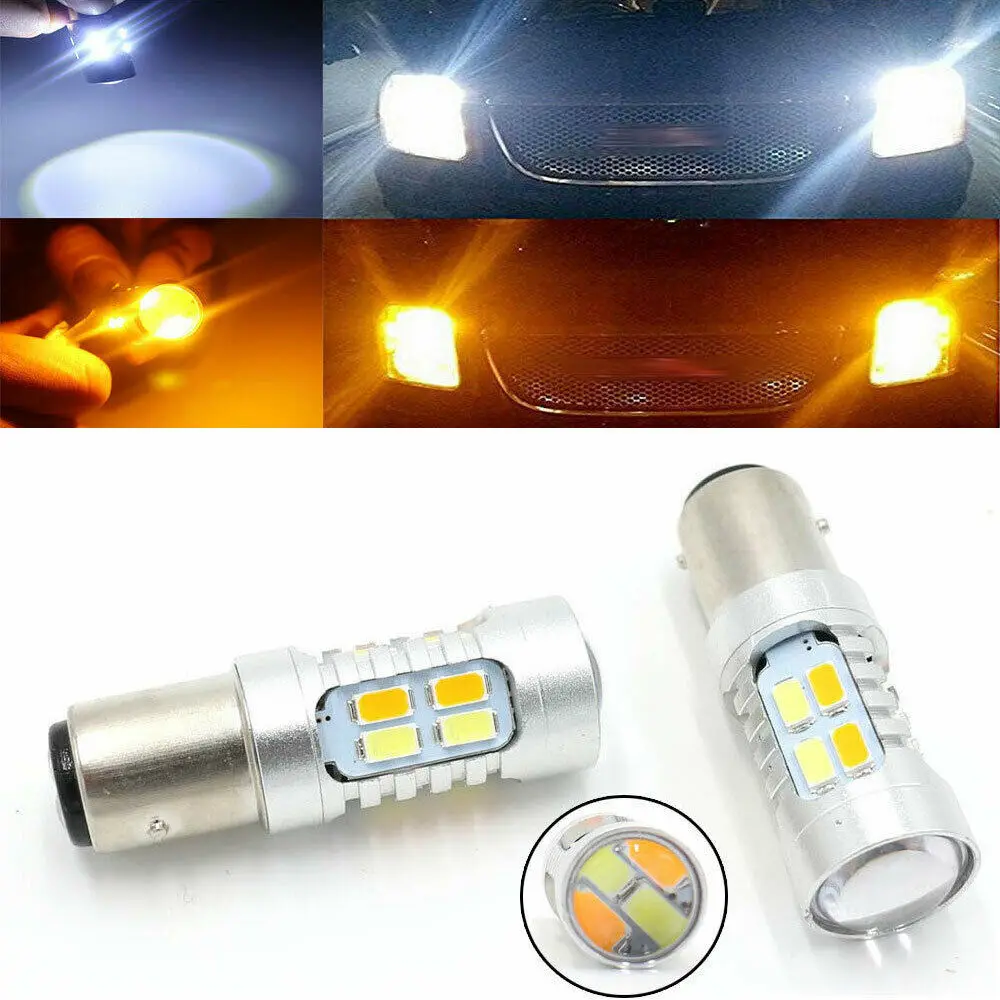 1PCS Car Signal LED Lighting Bulb 1156 Ba15s 5630 20SMD 12V Dual-Color White+Amber Turn lights Brake Light Reverse | Автомобили и