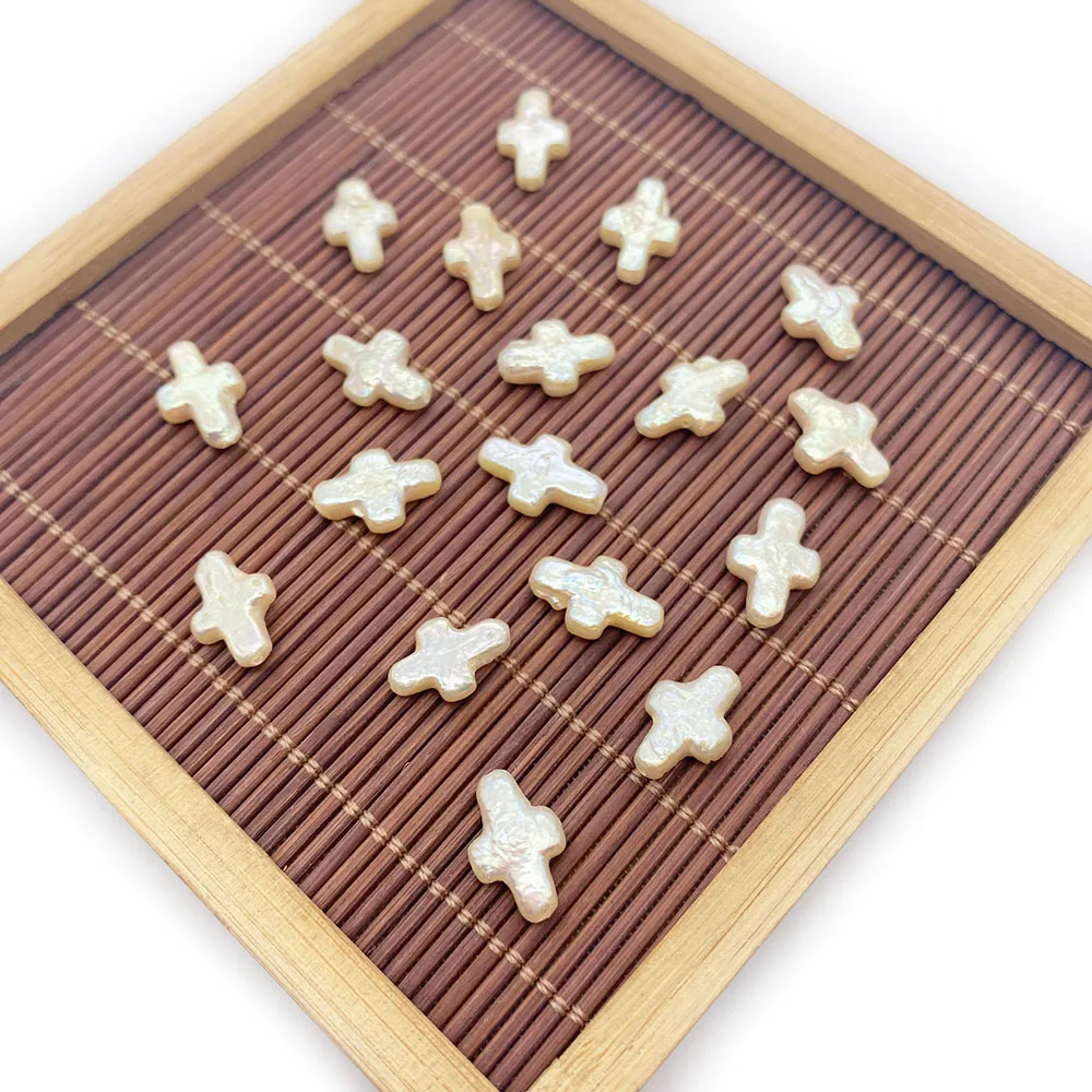 

Cross Freshwater Pearl Beads White Loose Beads Personality Creation Necklace Earrings Jewelry Making Accessories Bracelet