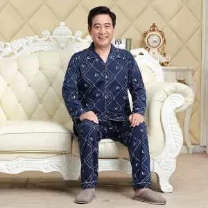 Кардиган, пижама для мужчин, набор, хлопок, весна, Пижама для мужчин, одноцветная, с длинным рукавом, пижама для мужчин, осень, с отложным воротником, Пижама для мужчин, L, XL, XXL, XXXL - Цвет: men pyjama blue