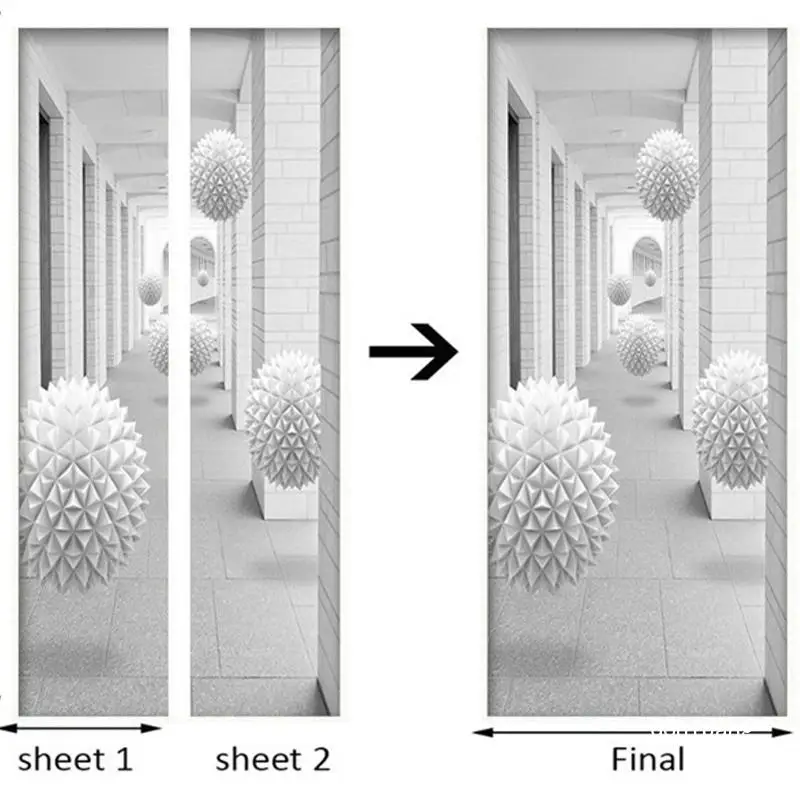 

Modern 3D Stereo Sphere Door Sticker Photo Wallpaper Living Room Gallery Pvc Waterproof Self-Adhesive Wall Sticker Vinyl Murals
