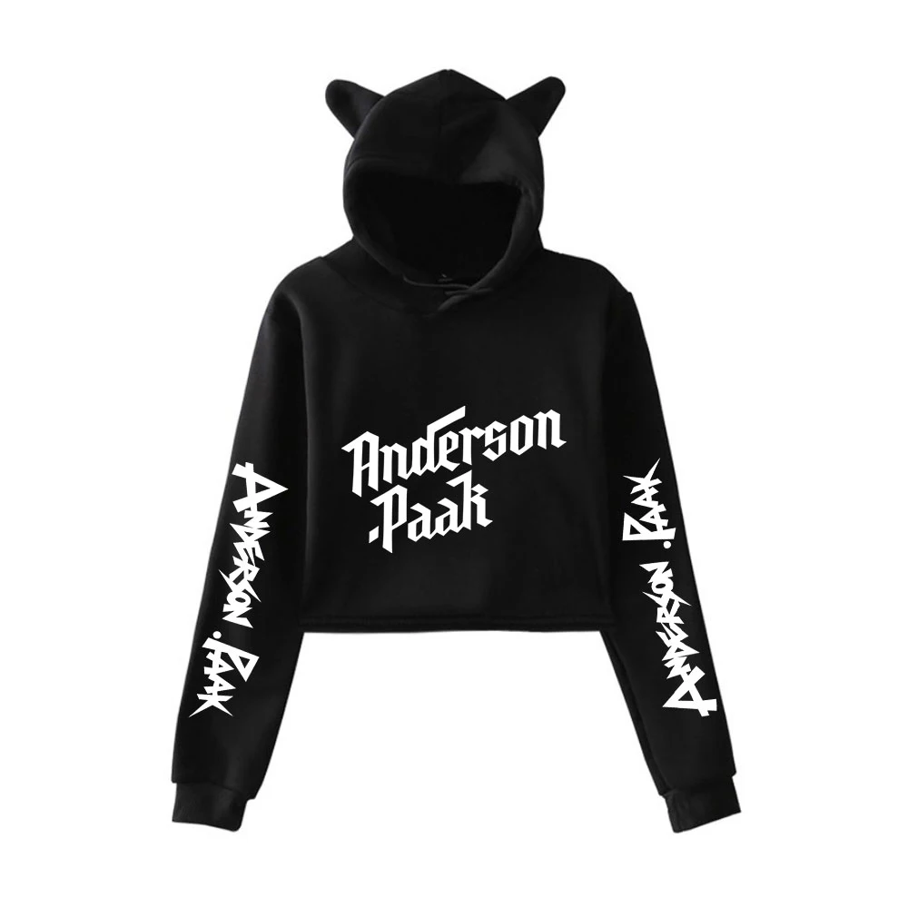 

Rapper Anderson .Paak Pullover Cat Cropped Hoodie Female Sweatshirt Crop Top Women's Hoodie Harajuku Streetwear Hip Hop Clothes