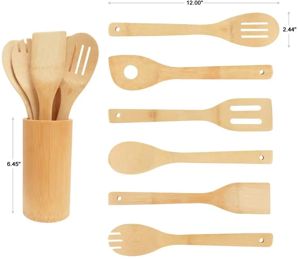 Набор бамбуковой кухонной утвари из 6 предметов деревянные кухонные инструменты