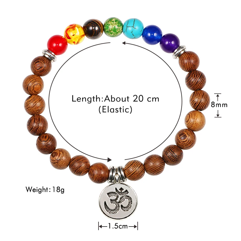 Браслеты с 7 чакрами из натурального камня браслеты черным ониксом деревянные