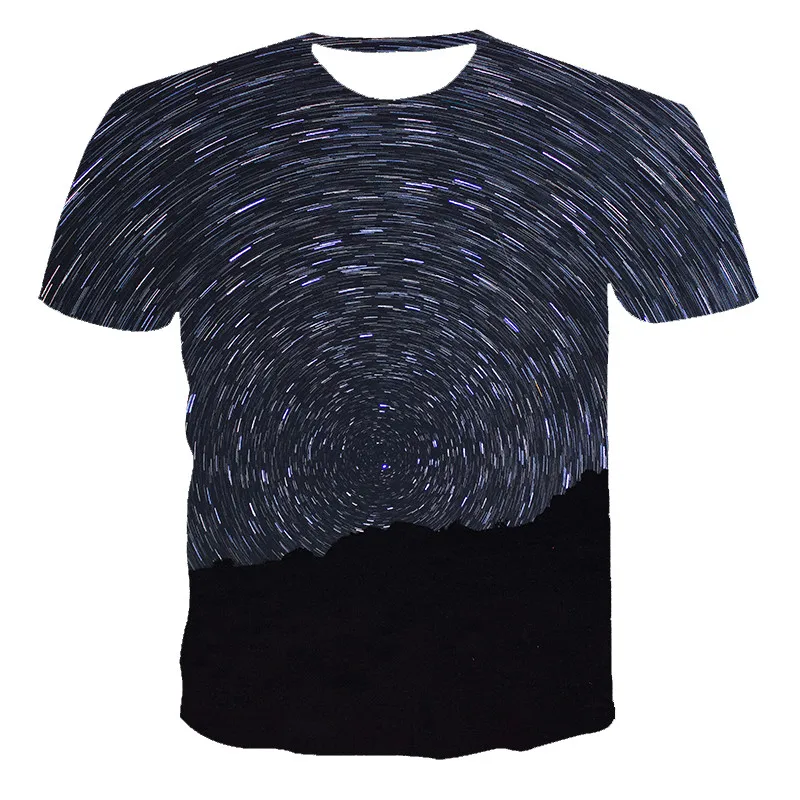 

2021 new 3D galaxy starry sky personality 3d T-shirt men's summer style printing short-sleeved casual T-shirt art city clothing