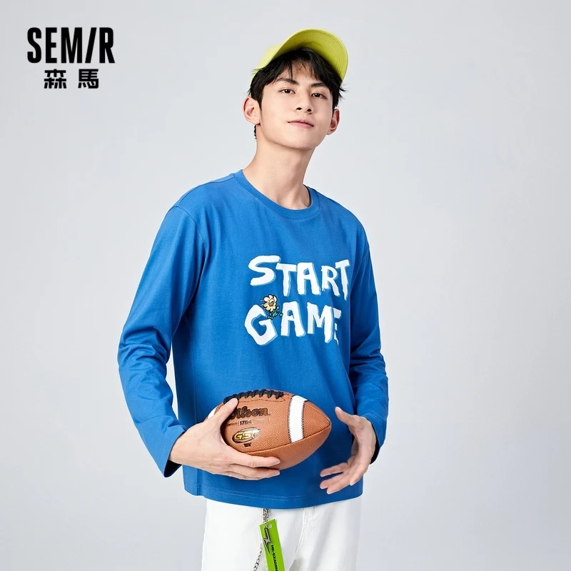 

Футболка SEMIR мужская с длинным рукавом, свободная рубашка с круглым вырезом, модный трендовый топ в Корейском стиле, весна-лето 2021