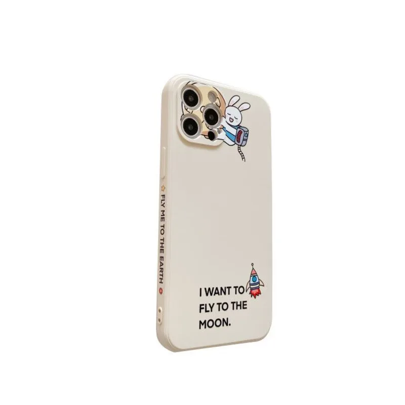 

Bear Rabbit Astronaut Silicone Phone Case for iPhone11 12Pro Max mini X XR XS XSMax 8 7PluS anti-fall protective back cover