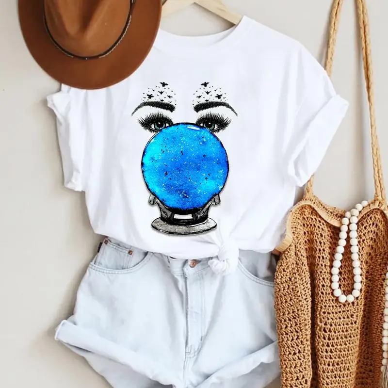 

Women Eyelash Funny Beauty 90s Short Sleeve Fashion Cartoon Summer Lady Print Tee Graphic T Top Female Tshirts Clothes T-Shirt