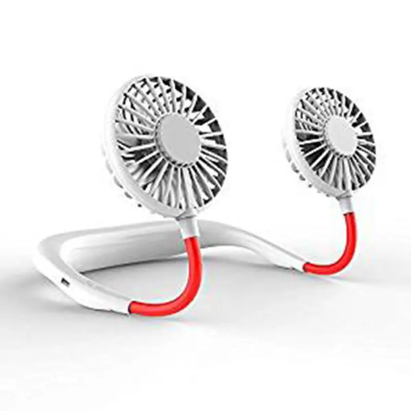 

Free shipping Hands-free Neck Band Hands-Free Hanging USB Rechargeable Dual Fan Mini Air Cooler Summer Portable