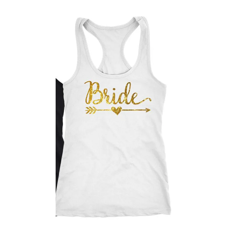 Отряд &quotневеста&quot топы на бретельках с золотыми буквами без рукавов жилет Амур