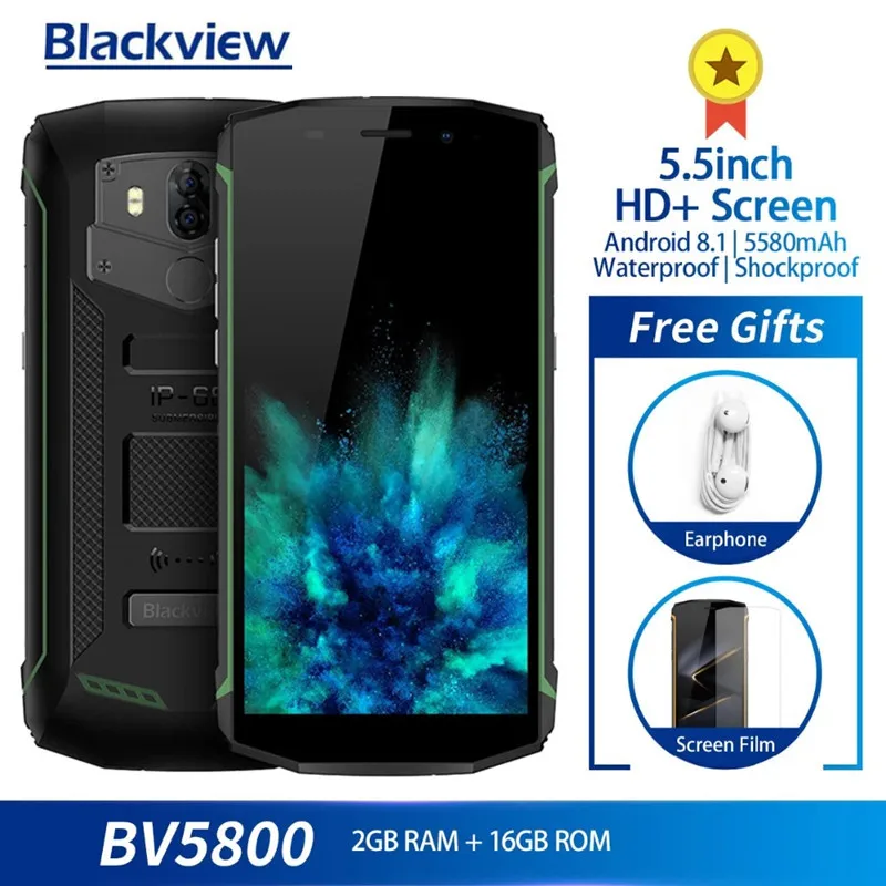 Оригинальный Blackview BV5800 Pro IP68 Беспроводной зарядки 5580 мА/ч большая батарея 4G 2 Гб