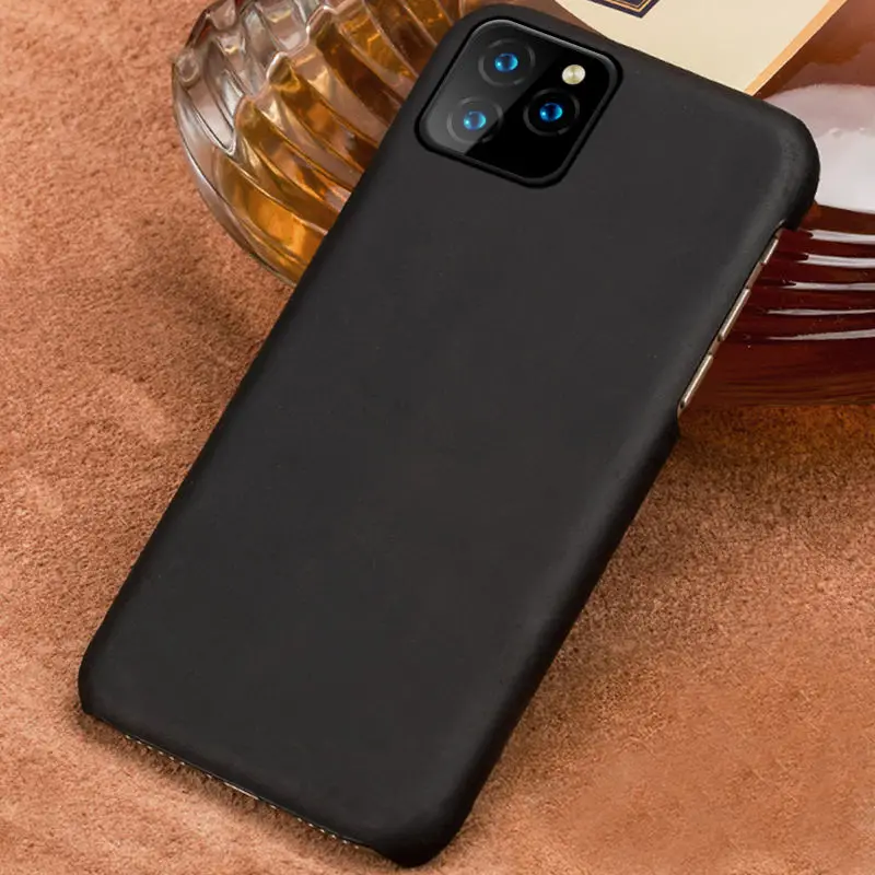 black Подлинный подтягивающий кожаный чехол для телефона для iphone 11 11 Pro 11 Pro Max X XS XR XSMAX 6s 7 8 Plus 6 5 5S SE Plus Crazy чехол в виде лошади - Цвет: black