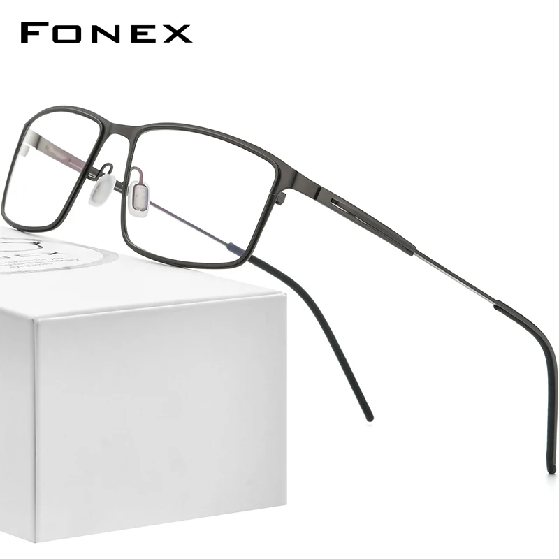 

FONEX Alloy Eyeglasses Frame Men Square Myopia Prescription Glasses Optical 2021 New Male Full Korean Screwless Eyewear F1022