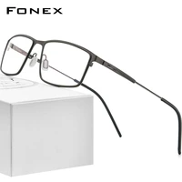 fonex alloy eyeglasses frame men square myopia prescription glasses optical 2021 new male full korean screwless eyewear f1022
