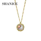Женское колье с круглой геометрической вставкой SHANICE, ожерелье из стерлингового серебра 925 пробы с микро-инкрустацией из лунного камня, Подарочная бижутерия для девушки