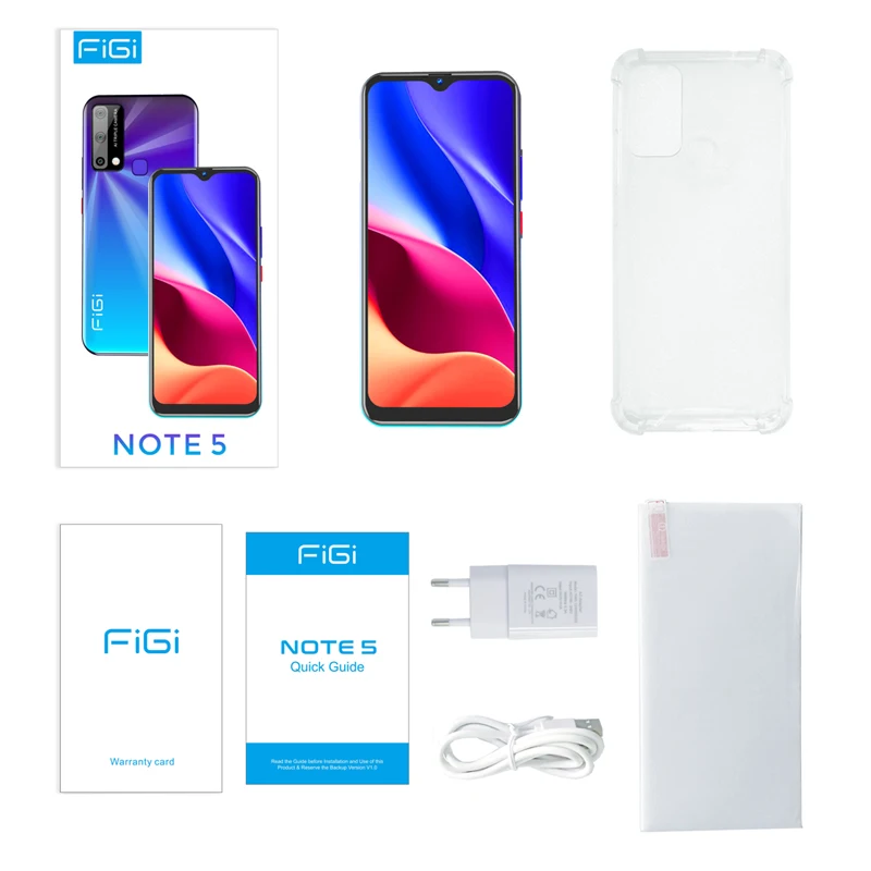 FIGI Note 5 Octa Core CPU  Smartphones Unlock Android 11 4500mAh Type-C Charger 6.6