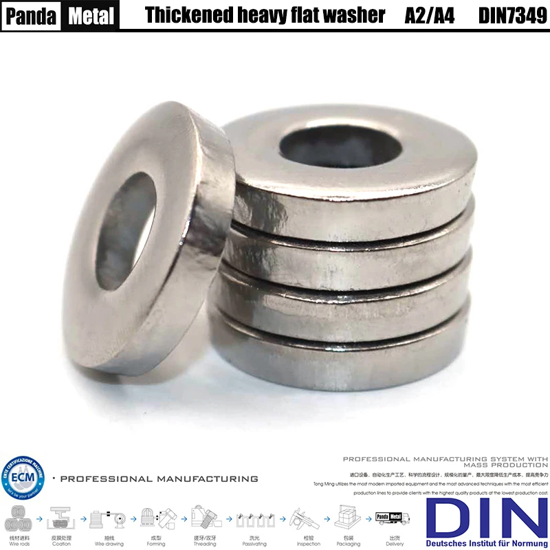 304/316 stainless steel heavy-duty flat washer DIN7349 thick washer A2A4 large flat washer size M4M5M6M8M10M12M14M16M18M20M22M24