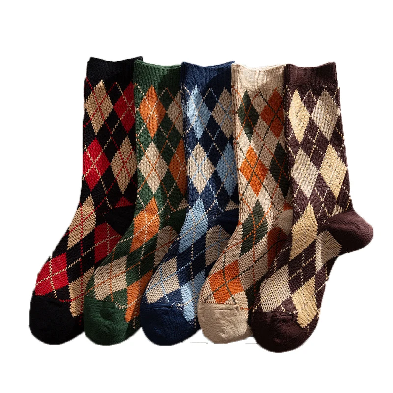 

Women Socks 2020 Autumn New Socks Fashion Lattice Cotton Preppy Style Happy Casual Deodorant Socks Female Socks High Quality