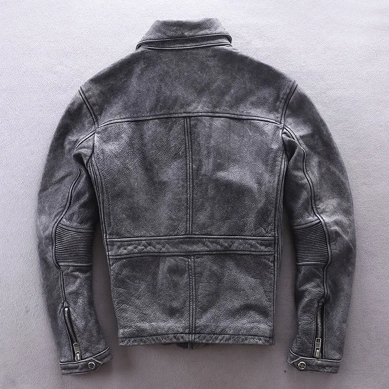 2020 винтажный серый фон для мужчин байкерская куртка размера плюс XXXXL натуральной