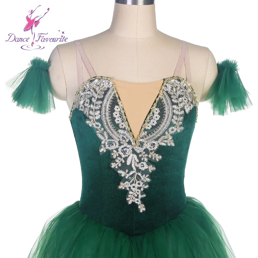 Улюбимые танцевальные костюмы для танцев 21318 балетный костюм с зеленым бархатным