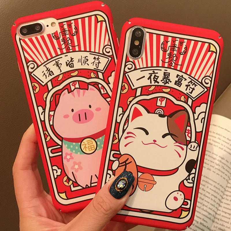 Милый чехол для телефона с изображением из мультфильма Lucky Cat iPhone 6 6s 7 8 Plus X Xs XR Max |