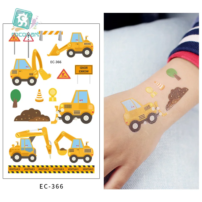 EC-366 Rocooart, мультяшная татуировка для детей, милый воздушный шар, экскаватор, поддельная татуировка, Детское тату, боди-арт, водостойкая временная татуировка, наклейка - Цвет: EC-366
