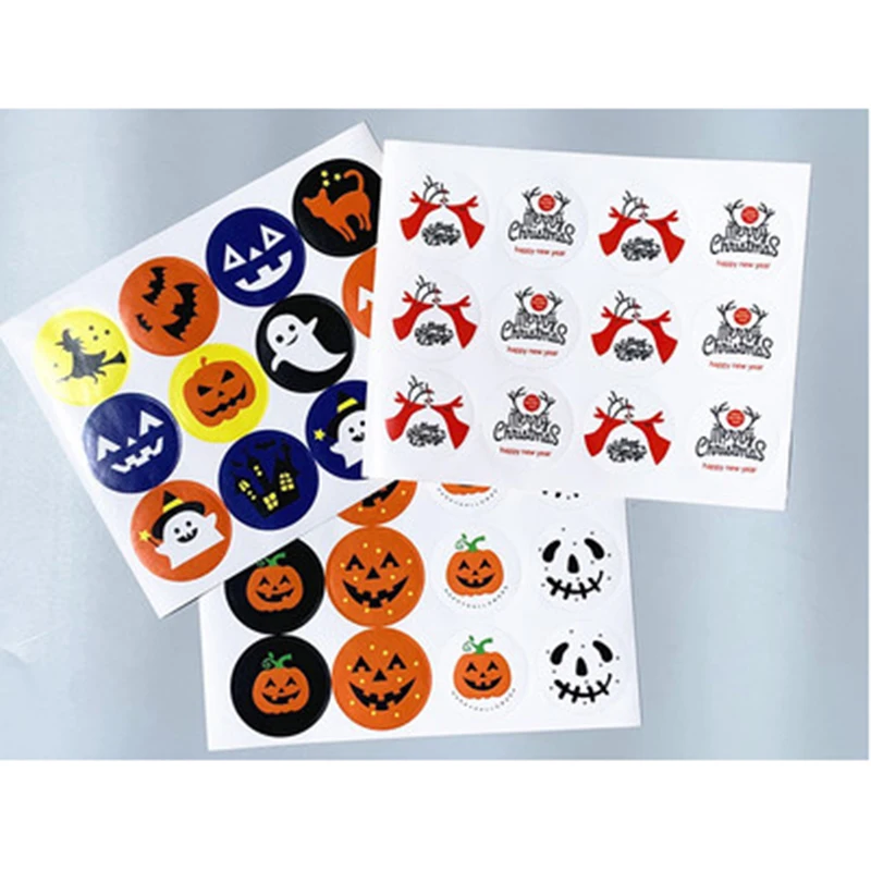 Этикетки наклейки 3 5 см упаковка на Хэллоуин герметичные с рисунком тыквы и