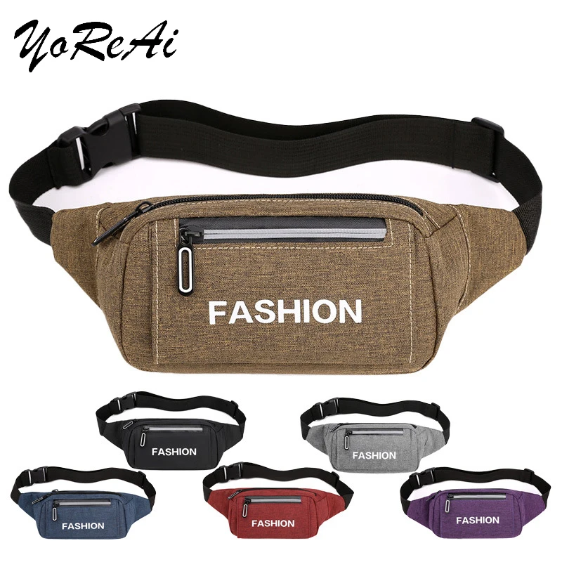 

YoReAi Couple Outdoor Fitness Pocket Crossbody Men Canvas Riding Package Running Mountaineering Mobile Phone Shoulder Waist Bag